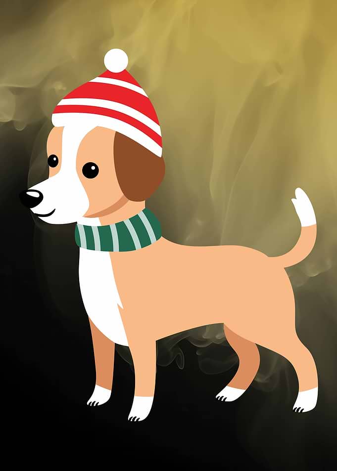 Adorable Puppy in Red Beanie – Christmas Dog Wall Art for Pet Lovers