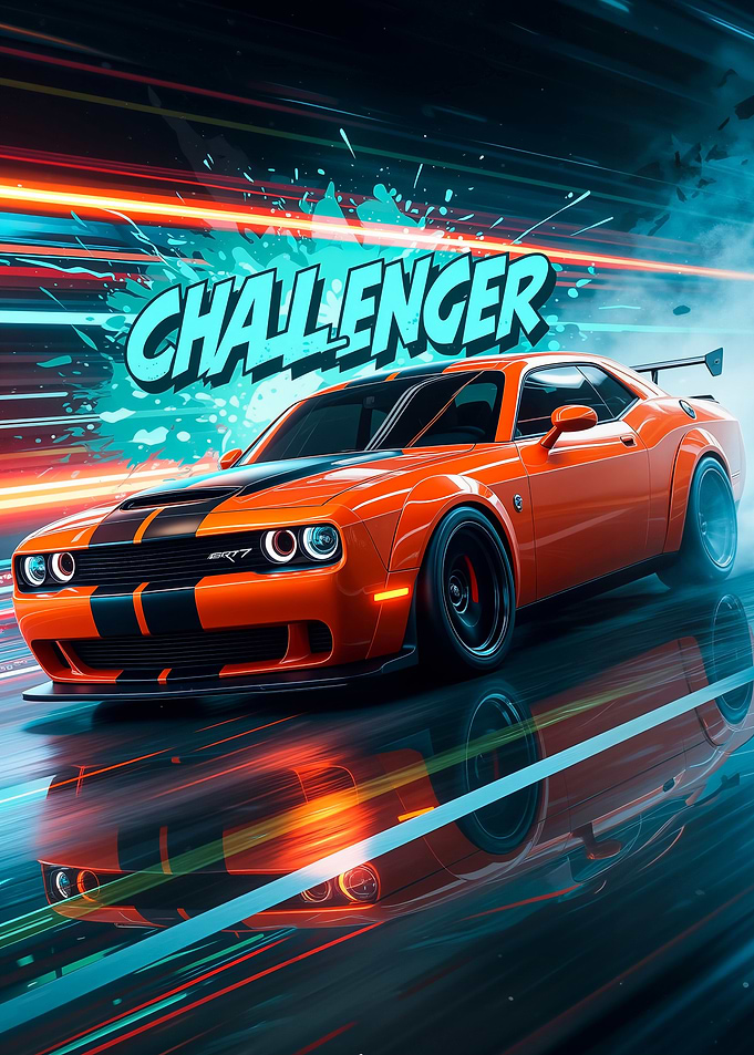 Orange Challenger SRT Hellcat Car