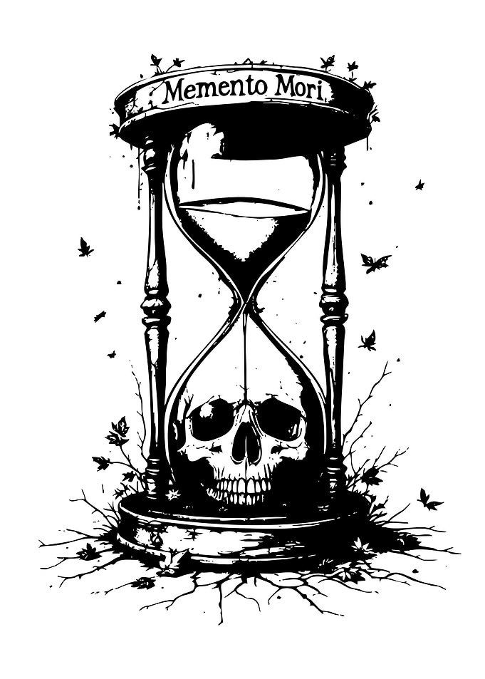 Memento Mori Hourglass Skull