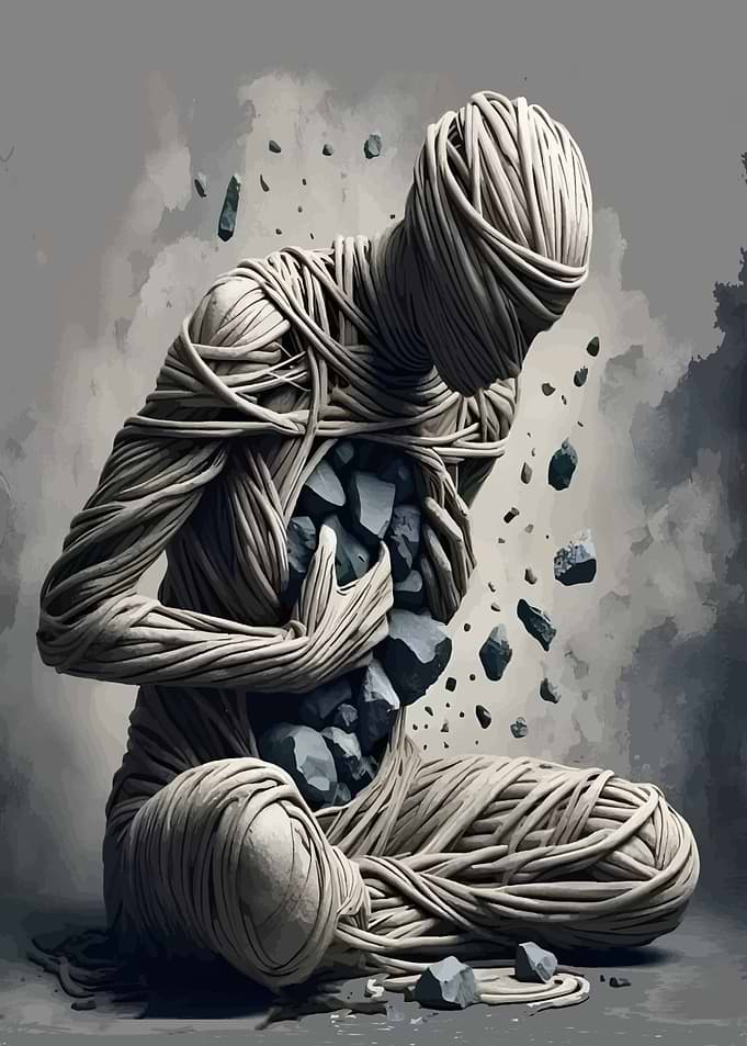 Bound Figure with Stone Heart
