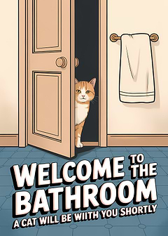 Welcome to the Bathroom Cat Poster
