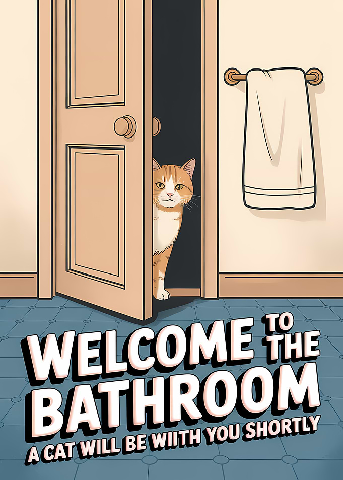 Welcome to the Bathroom Cat Poster