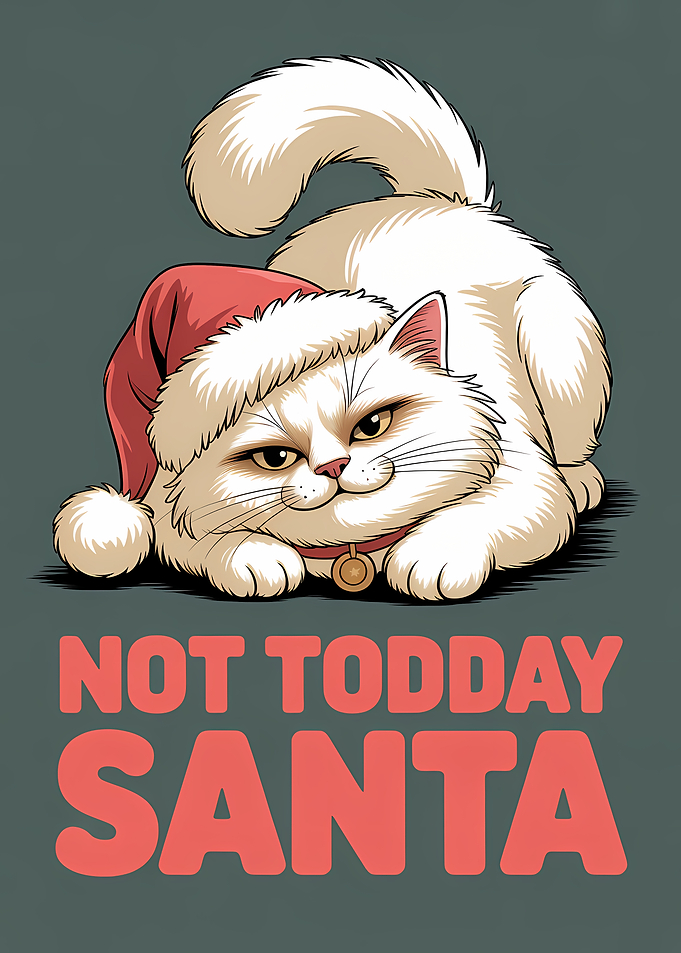 Not Today Santa Cat Cartoon