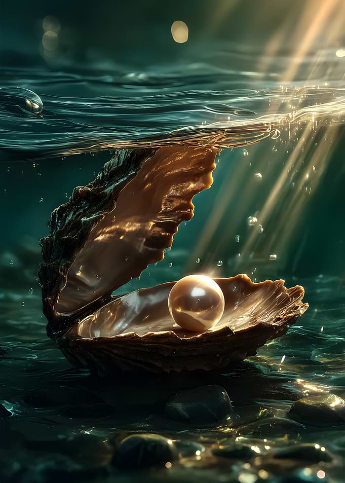 Oyster with Pearl Underwater