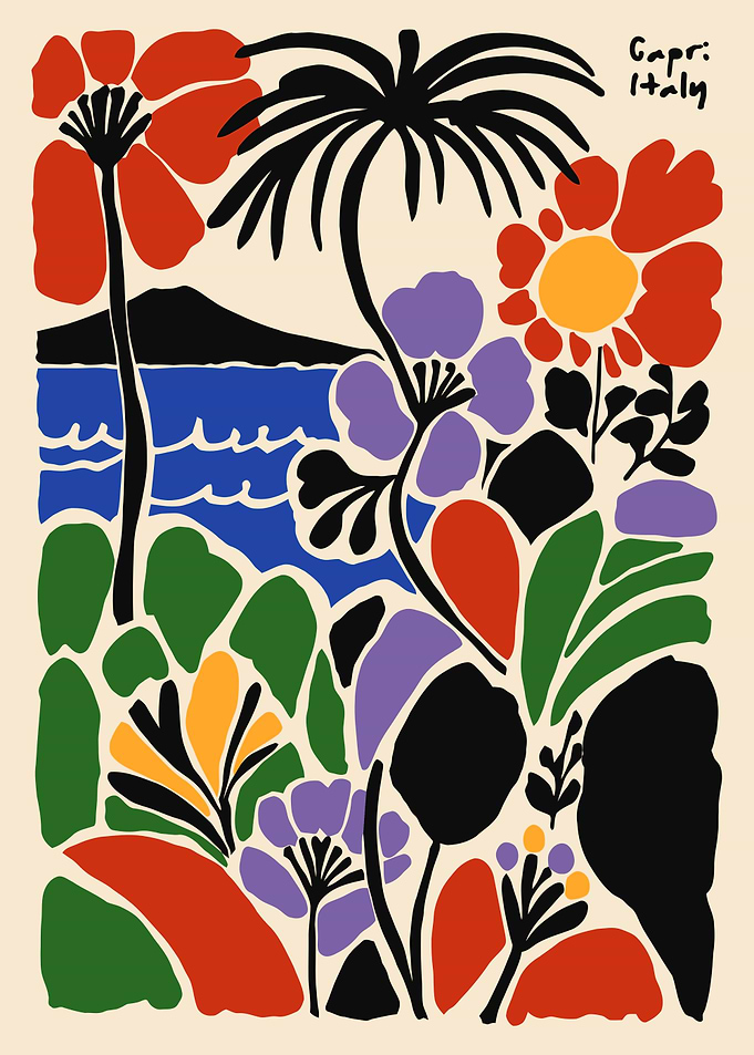 Capri Italy Floral Landscape Art