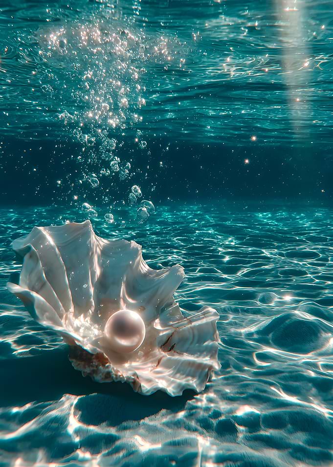 Pearl in Shell Underwater Scene