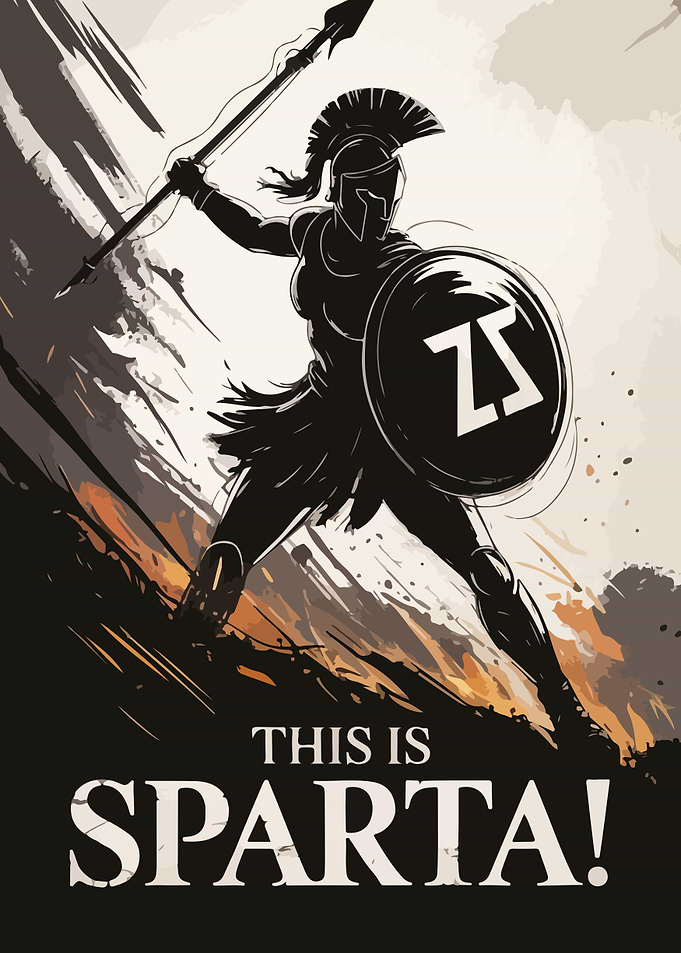 Spartan Warrior with Spear and Shield