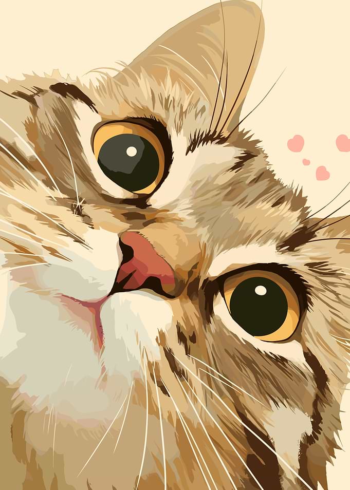 Cute Cat Close-Up Digital Art