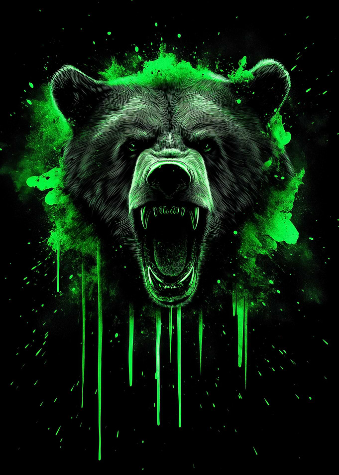 Angry Bear with Green Splatter
