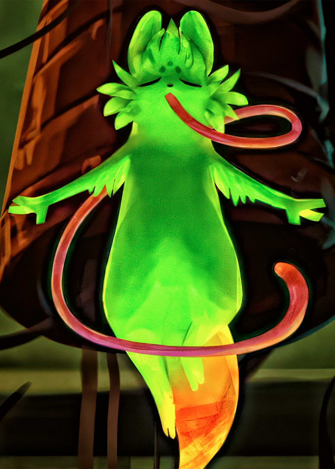 Glowing Green Creature with Tongue