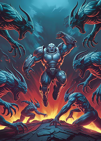 Armored Hero vs. Demonic Horde