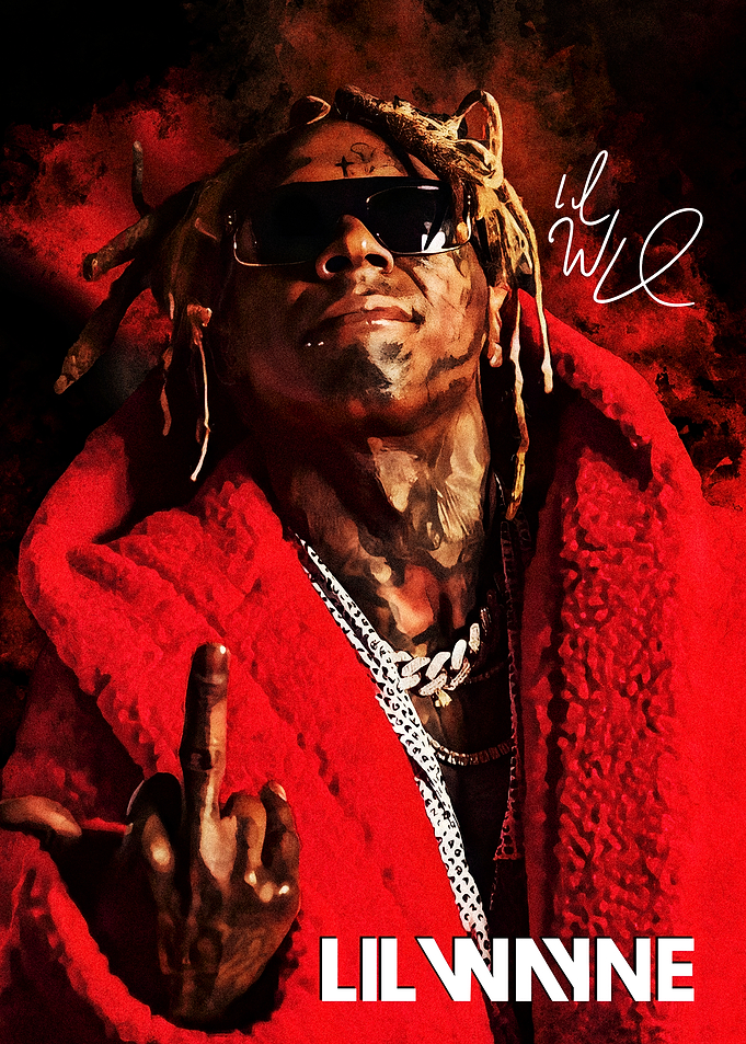 Lil Wayne Portrait with Signature