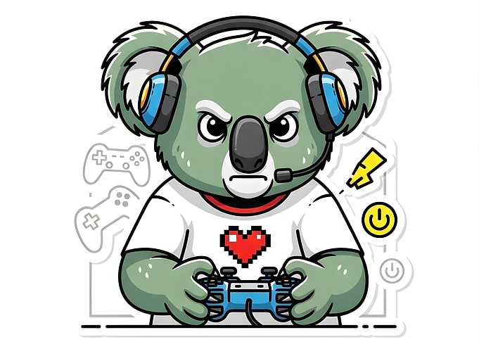 Koala Gamer Cartoon