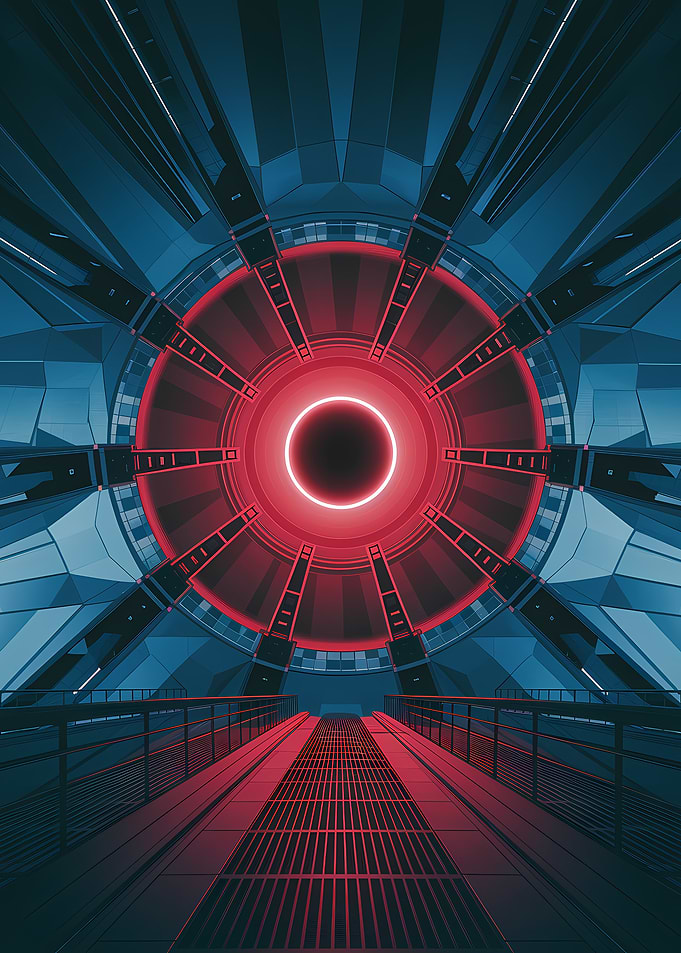 Futuristic Portal with Red Glow