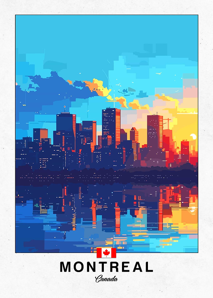 Montreal Canada Skyline Pixel Art Poster