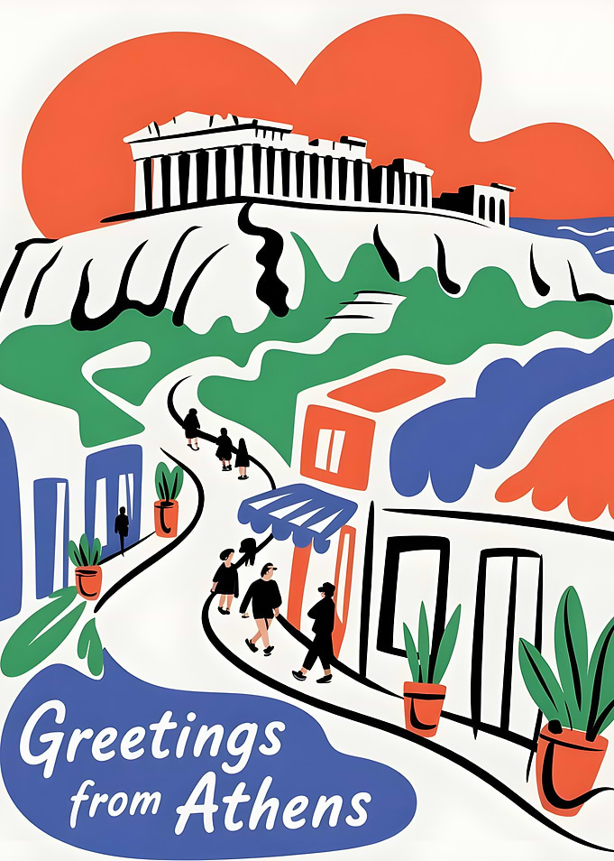 Greetings from Athens Travel Poster
