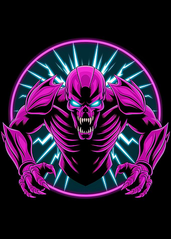 Pink Skull Monster with Lightning Aura