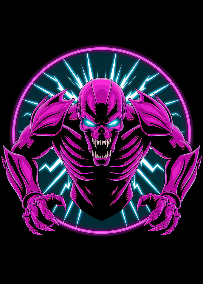 Pink Skull Monster with Lightning Aura