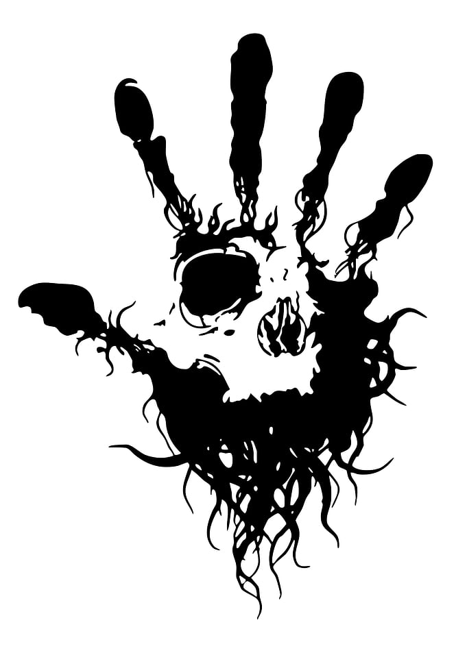 Skull Handprint Black and White