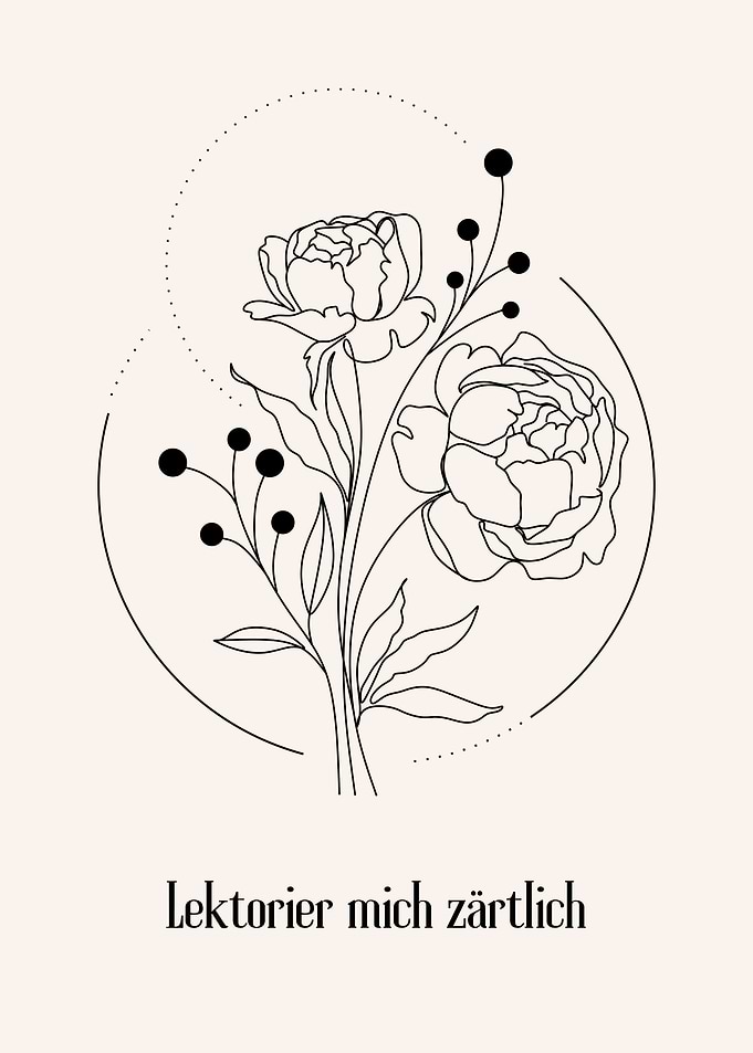 Floral Line Art with German Text