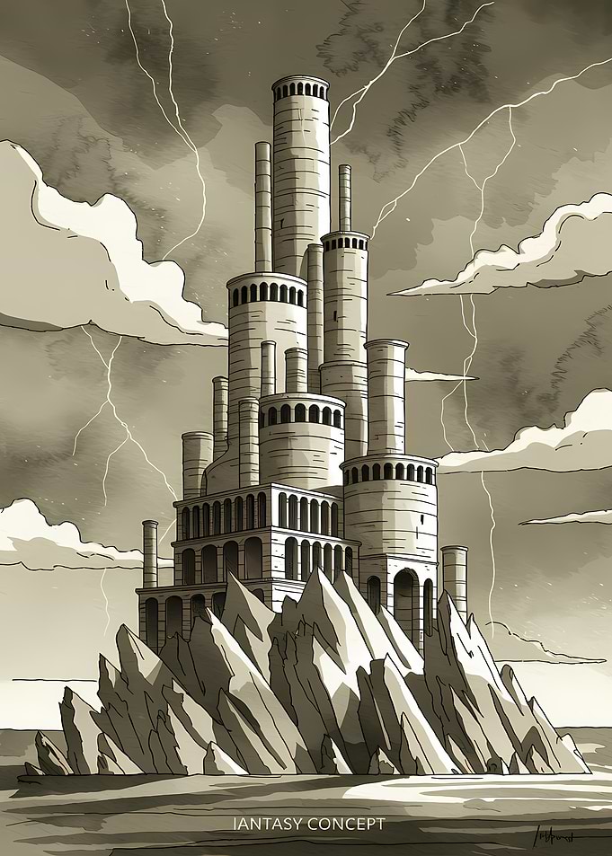Fantasy Castle on Rocky Island