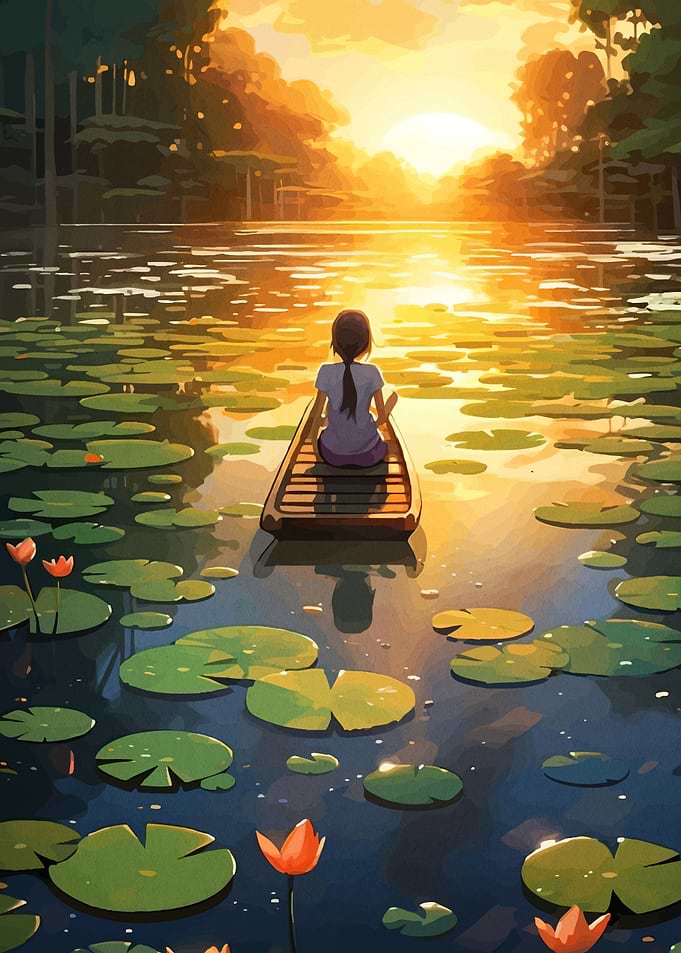 Girl Boat Sunset