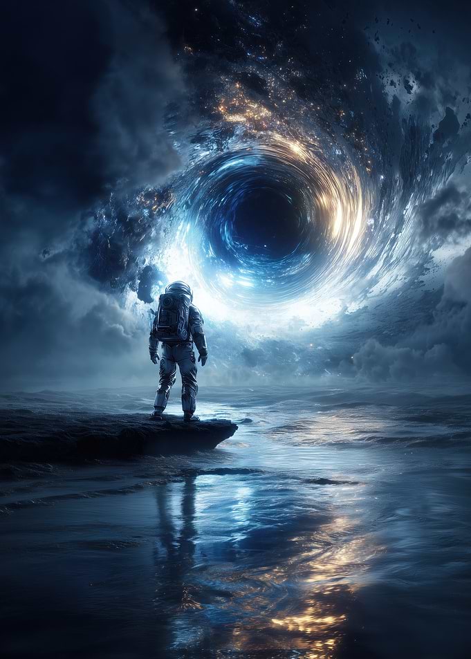 Astronaut Staring at a Cosmic Portal