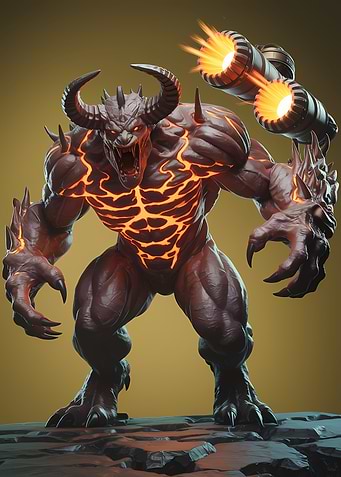 Cybernetic Demon with Shoulder Cannons