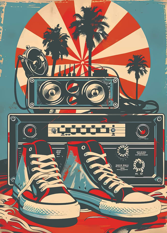 Retro Music and Sneakers Art