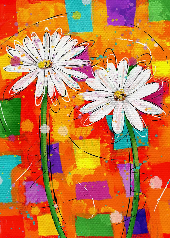 Colorful Daisy Painting