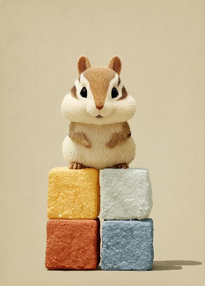 Chipmunk on Color Blocks