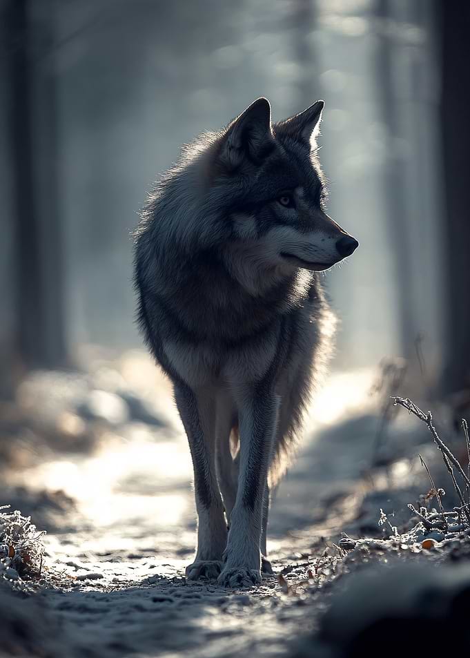 Wolf in Winter Forest