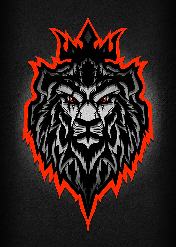 Lion King Emblem with Red Outline