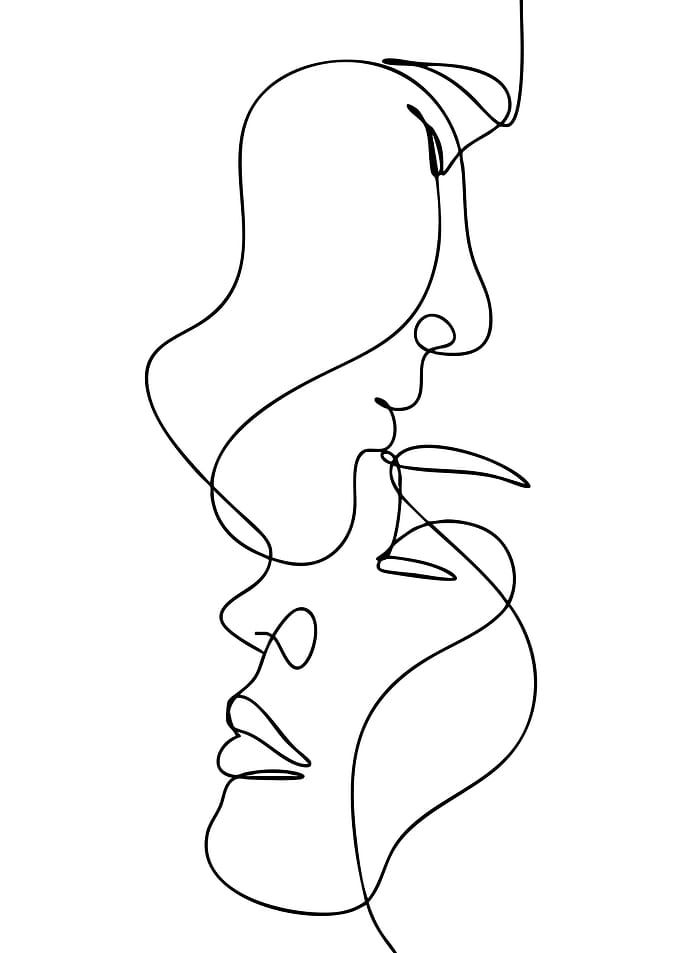 Continuous Line Drawing of Couple
