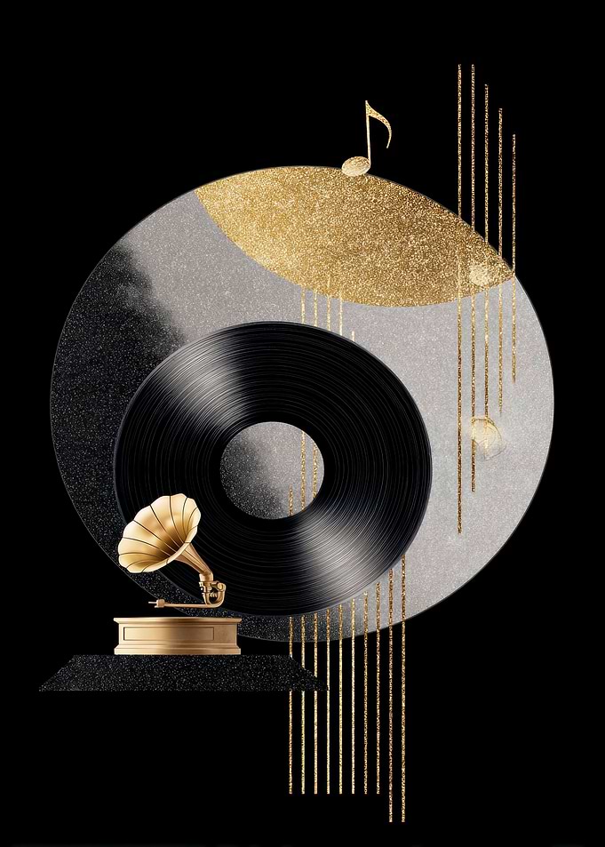 Vintage Record Vinyl LP Music Player Art