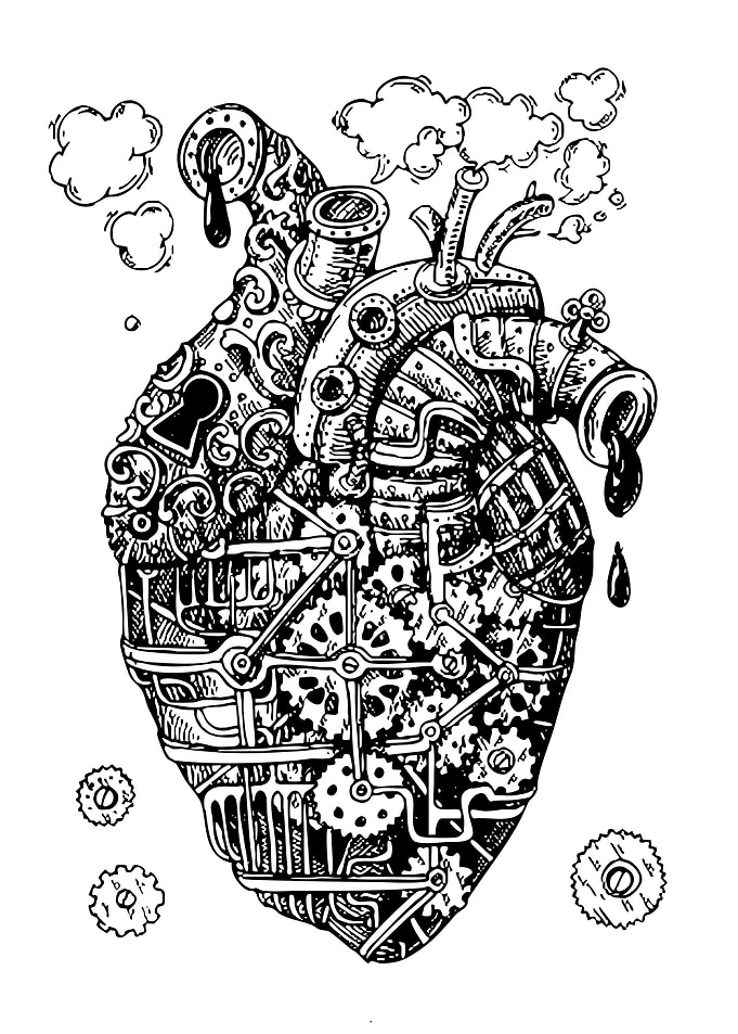 Steampunk Heart Machine Illustration