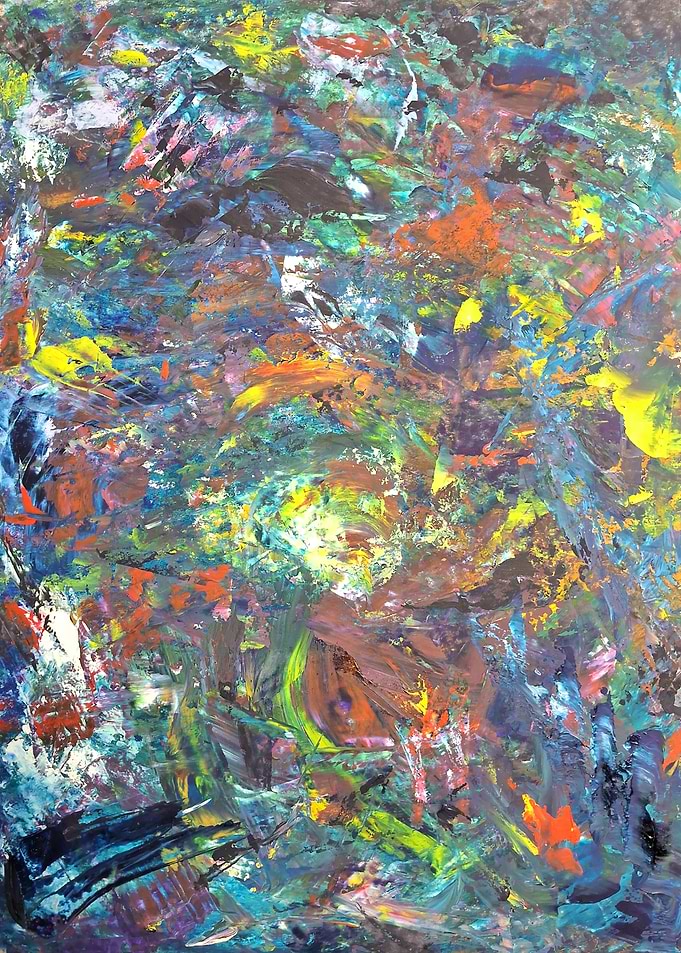 Abstract Expressionist Painting with Vibrant Colors