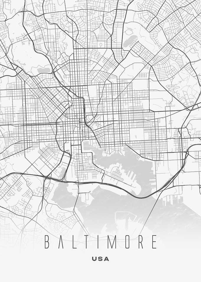 Baltimore, USA - Minimalist Harbor City Map Art Poster