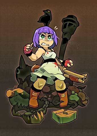 Determined Girl with Weapons and Bird