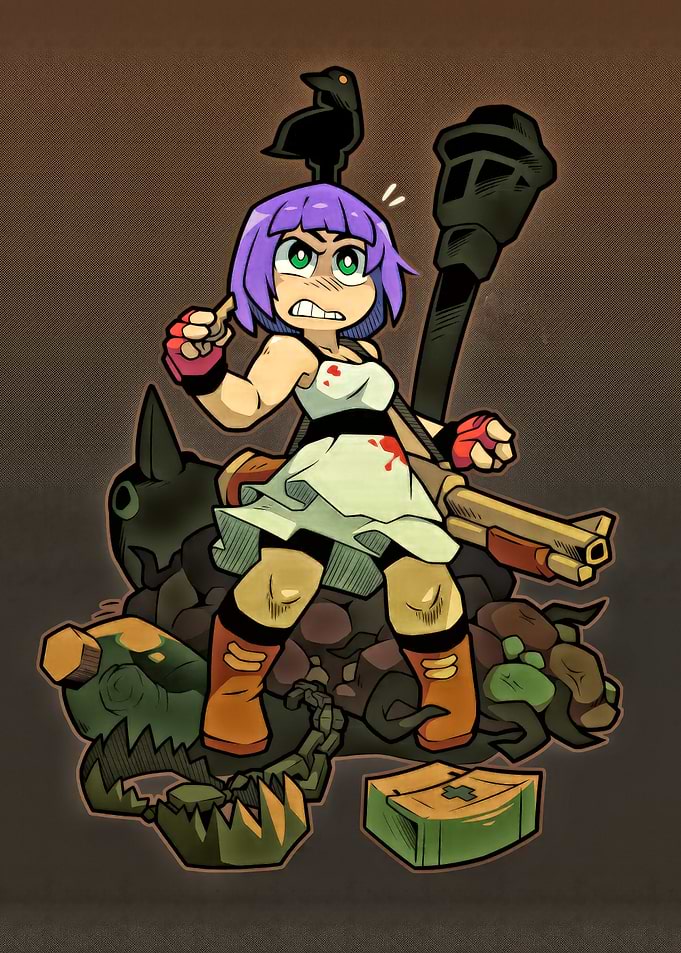 Determined Girl with Weapons and Bird
