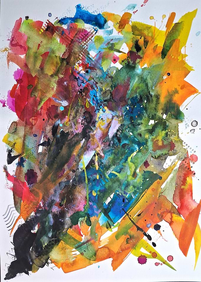 Abstract Watercolor Painting with Vibrant Colors