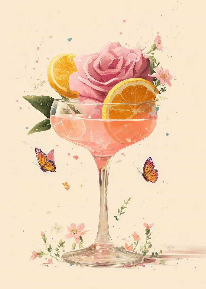 Floral Cocktail with Butterflies