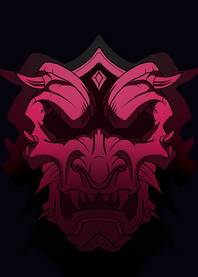 Red Oni Mask Illustration