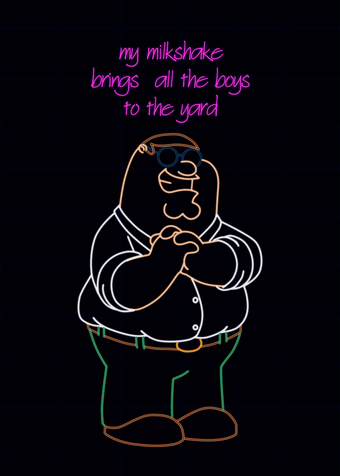 Peter Griffin Milkshake Neon Art