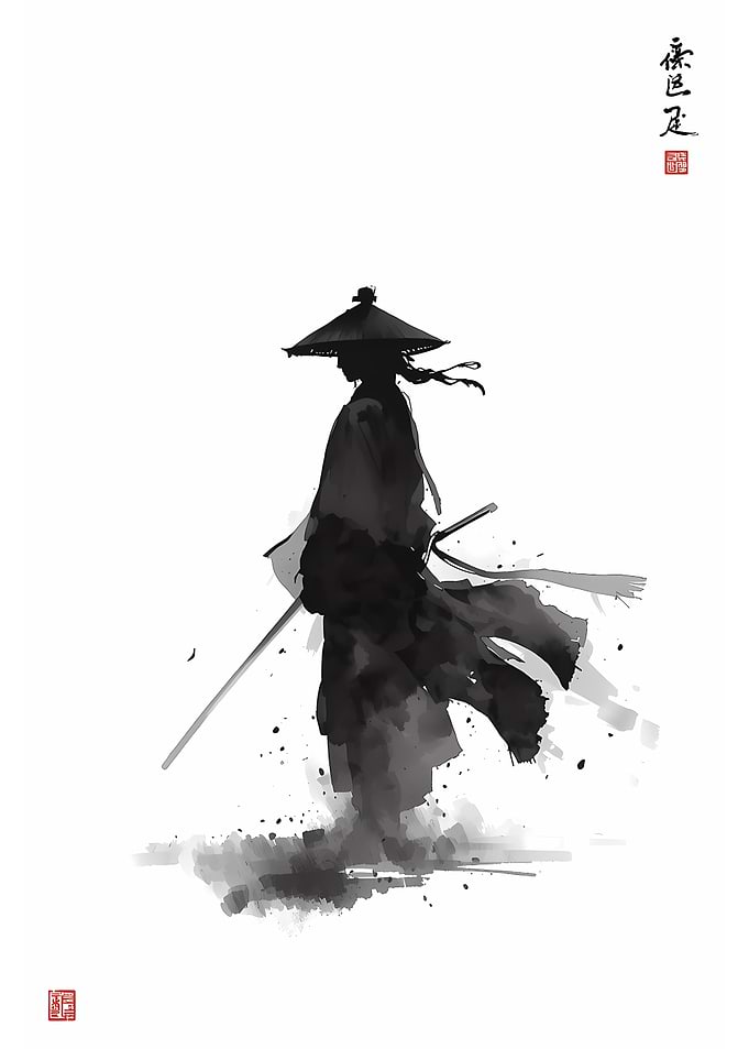 Samurai Ink Wash Painting
