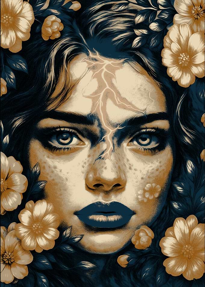 Floral Portrait with Lightning Detail