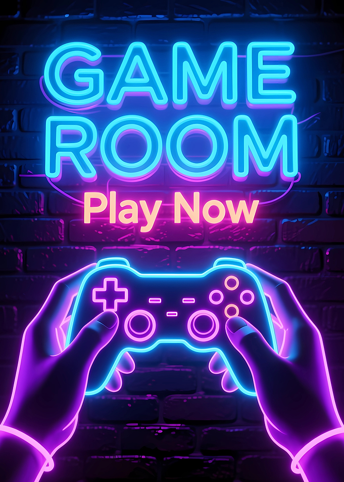Game Room Neon Sign with Controller