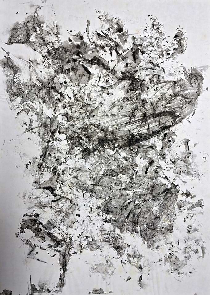 Abstract Ink Drawing on White Paper