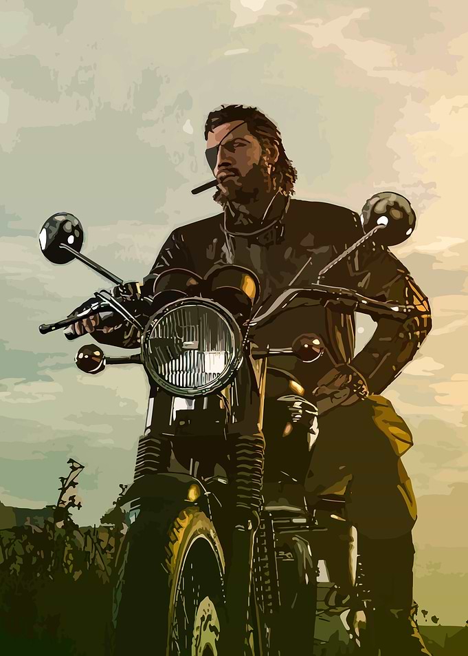 Motorcycle Rider with Eye Patch