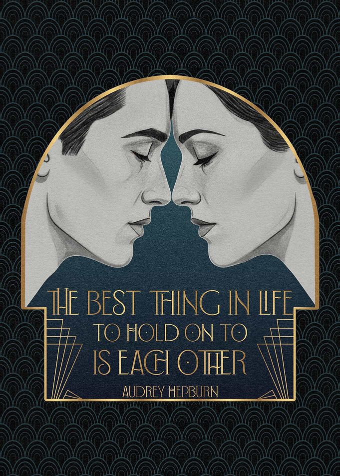 Audrey Hepburn Quote Art Deco Portrait